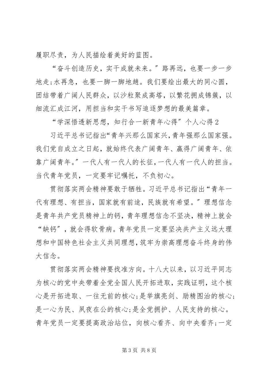 2023年“学深悟透新思想知行合一新青年心得”个人心得多篇新编.docx_第3页