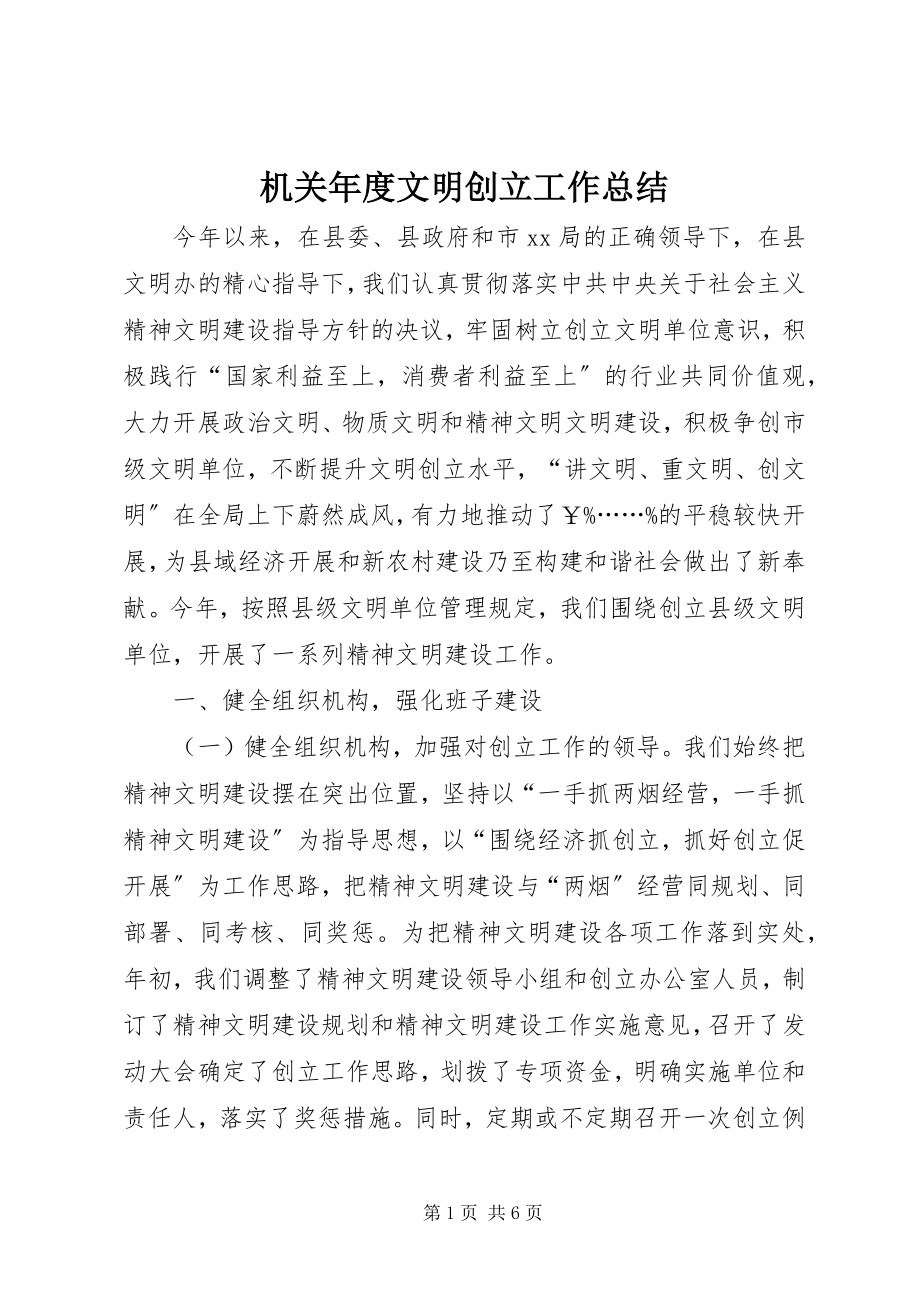 2023年机关度文明创建工作总结.docx_第1页