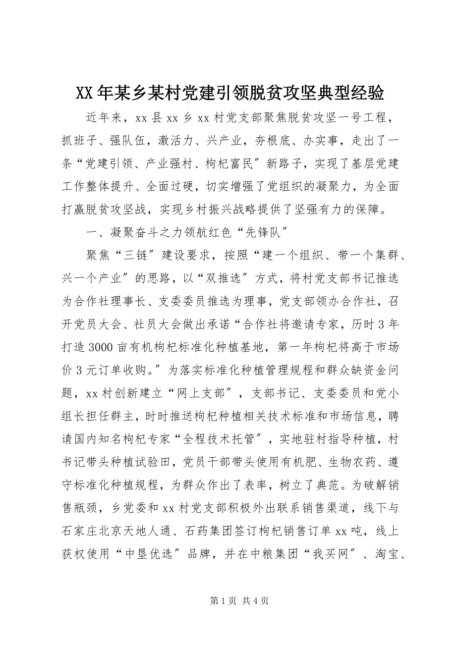 2023年某乡某村党建引领脱贫攻坚典型经验.docx_第1页