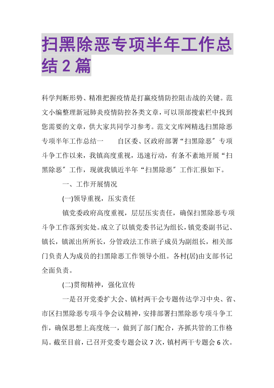 2023年扫黑除恶专项半年工作总结.doc_第1页