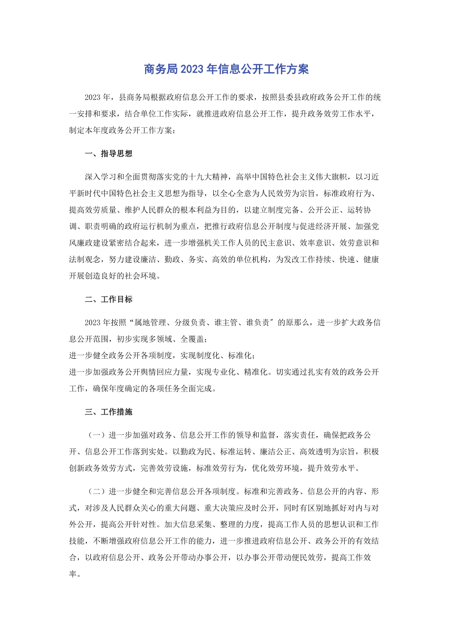 2023年商务局信息公开工作计划.docx_第1页