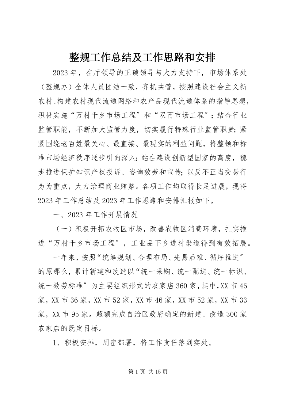 2023年整规工作总结及工作思路和安排.docx_第1页