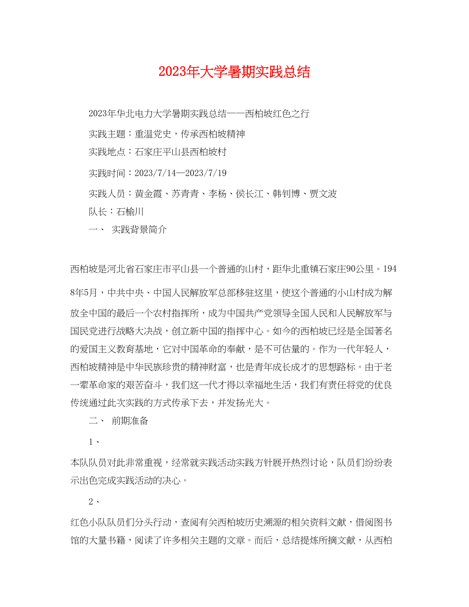 2023年大学暑期实践总结.docx_第1页