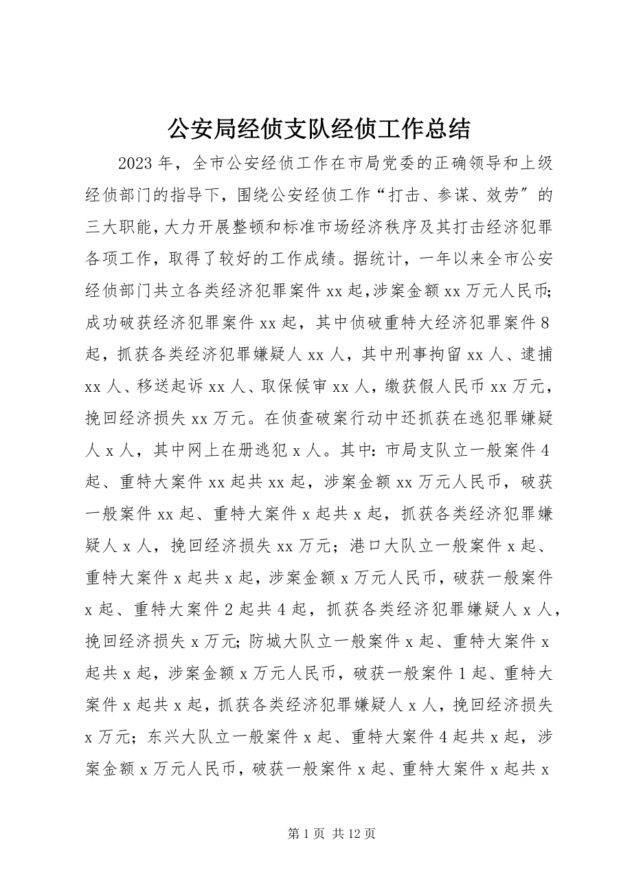 2023年公安局经侦支队经侦工作总结.docx_第1页