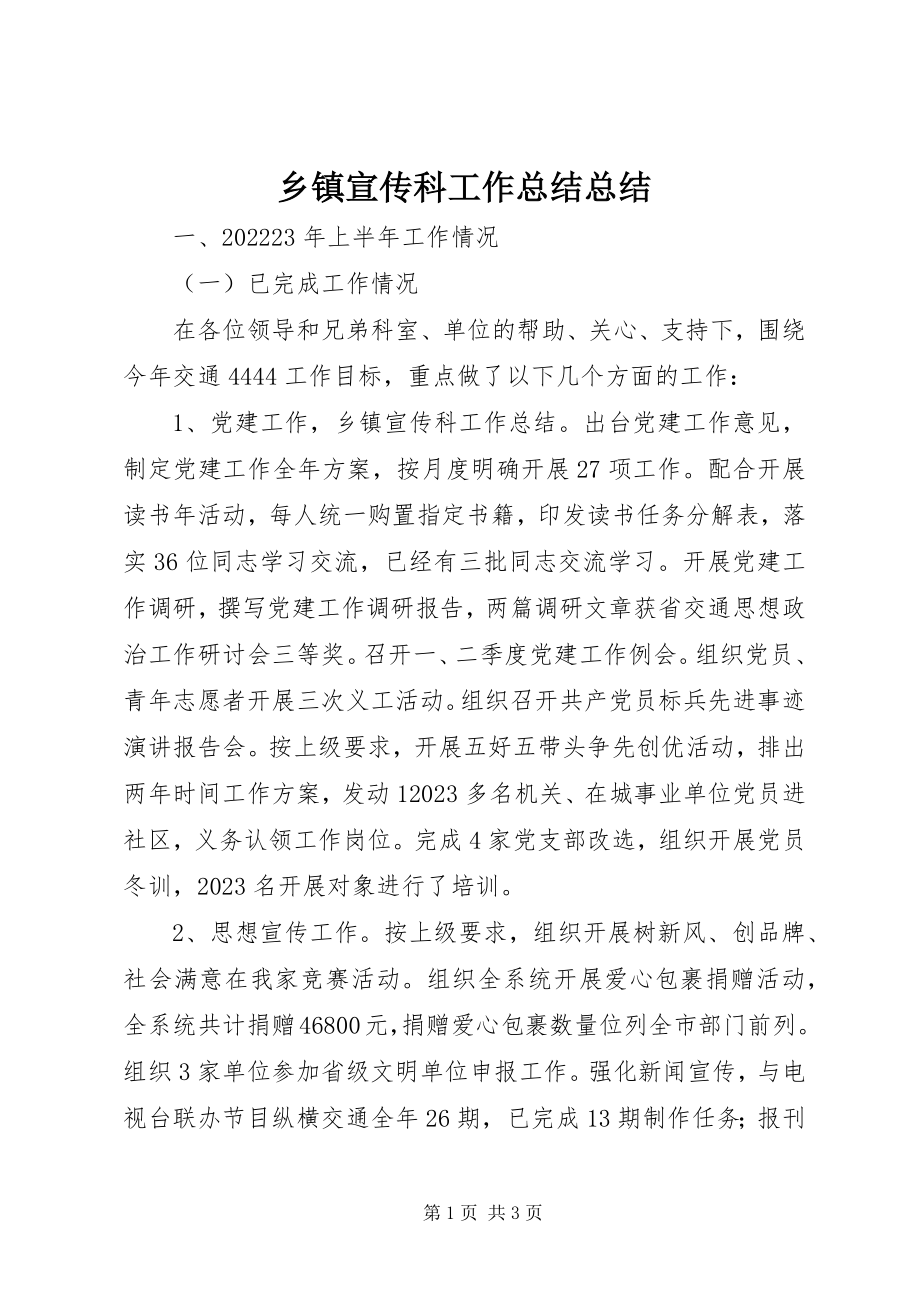 2023年乡镇宣传科工作总结总结.docx_第1页