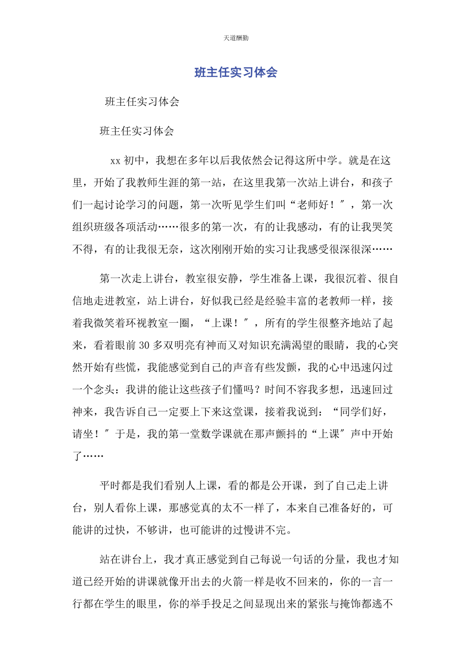 2023年班主任实习体会.docx_第1页