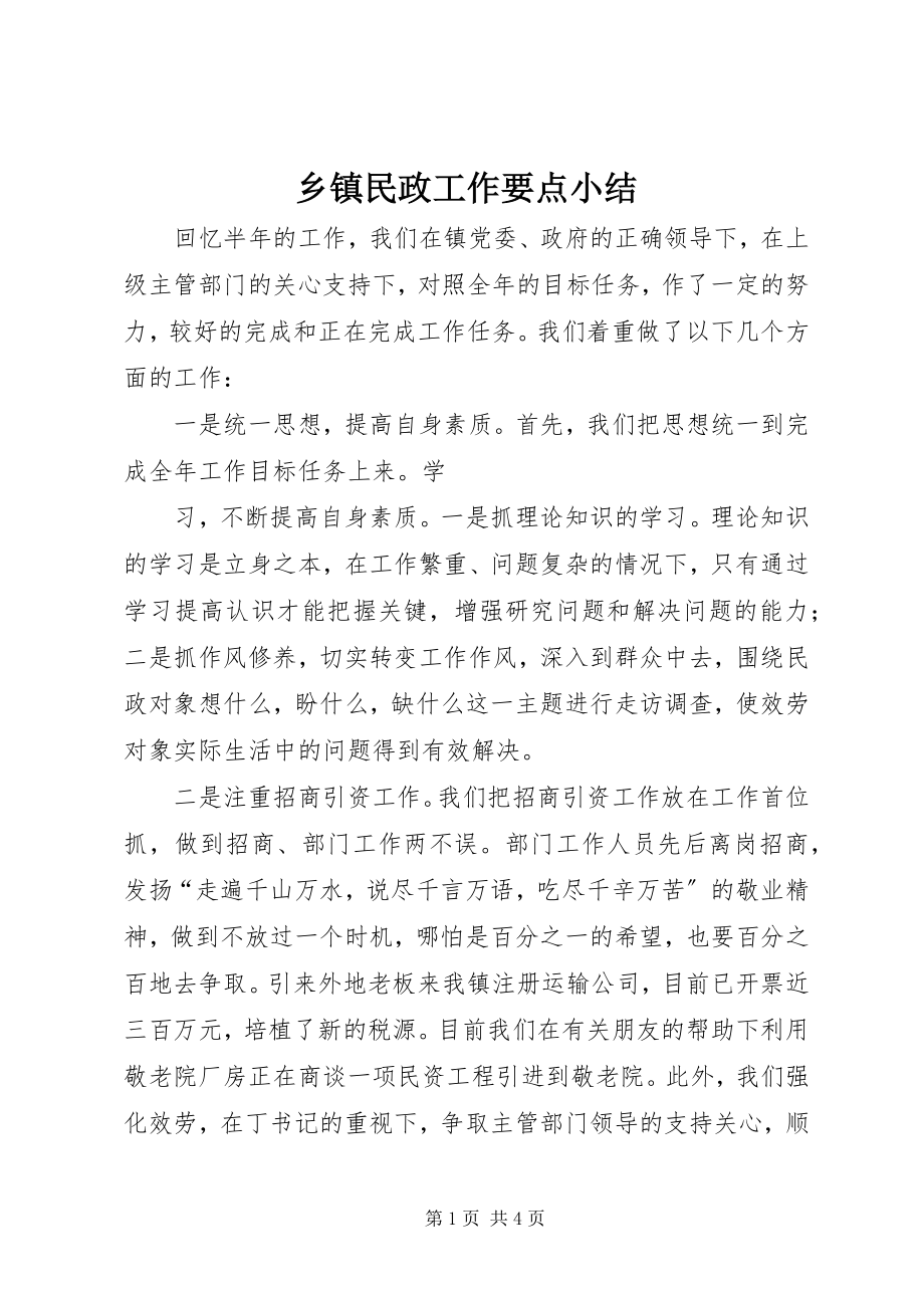 2023年乡镇民政工作要点小结.docx_第1页