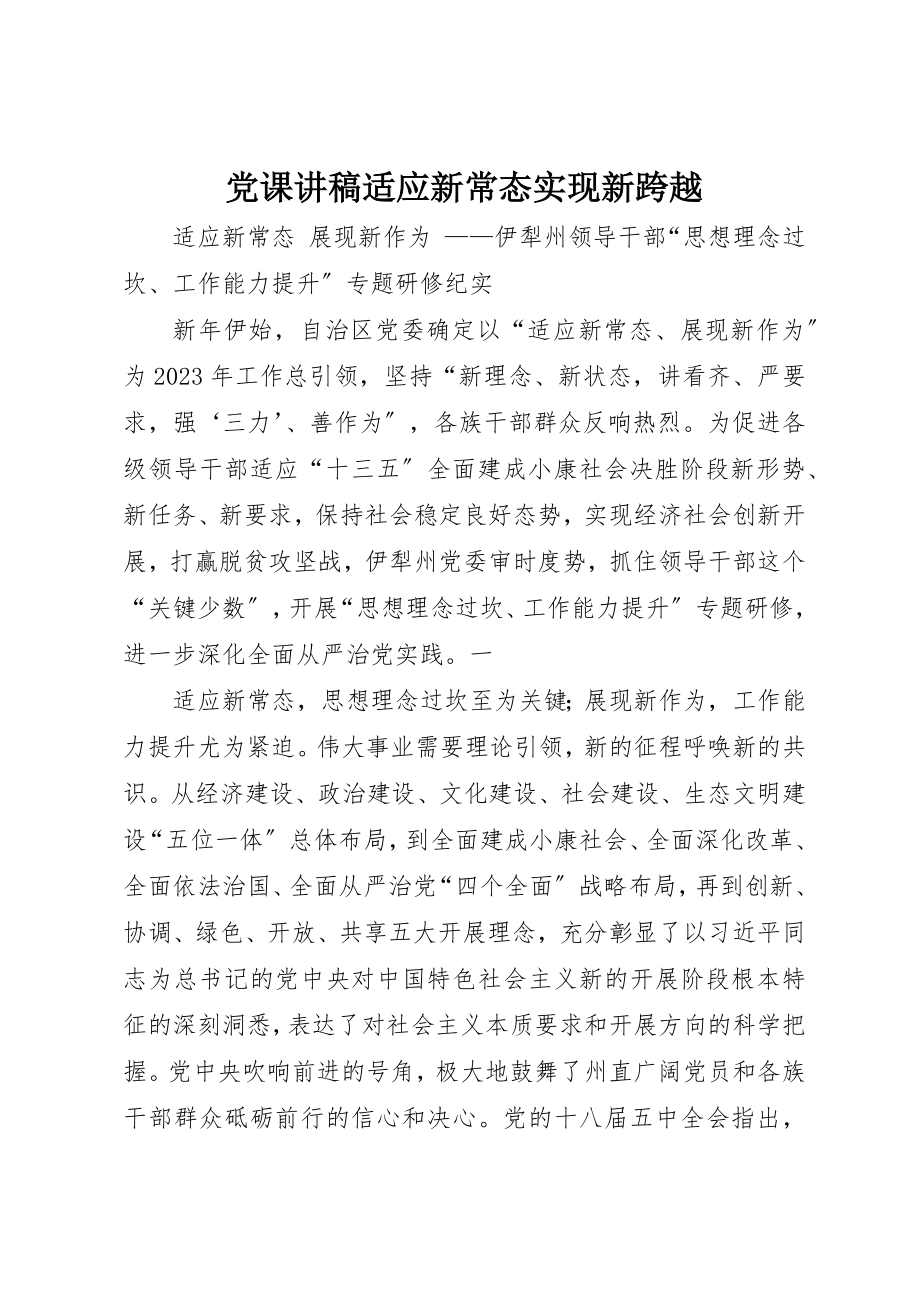 2023年党课讲稿适应新常态实现新跨越.docx_第1页