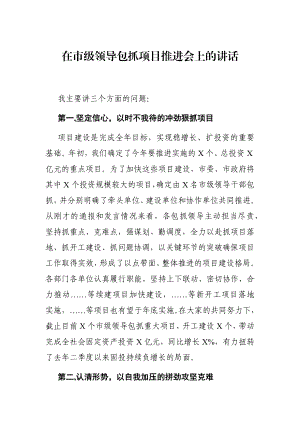 党办：在市级领导包抓项目推进会上的讲话.docx