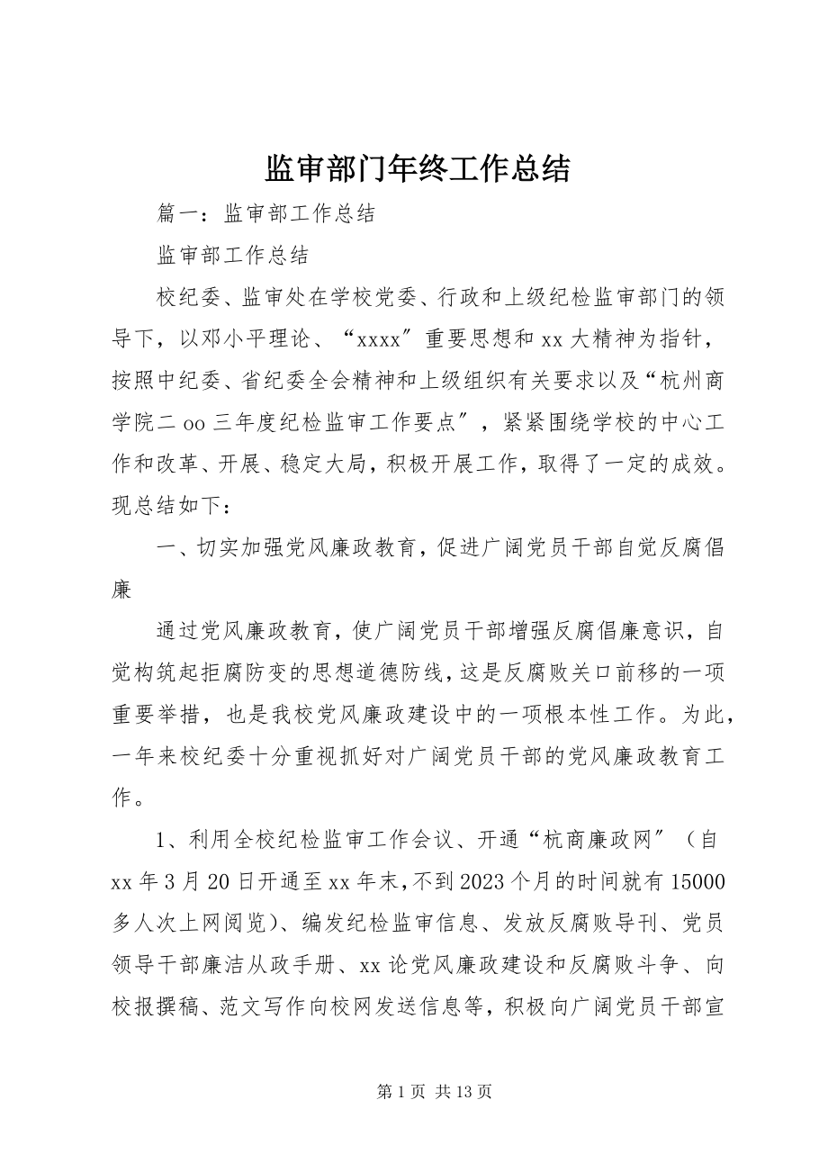 2023年监审部门终工作总结.docx_第1页