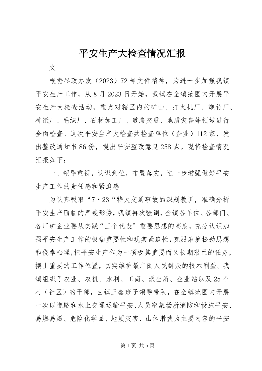 2023年安全生产大检查情况汇报新编.docx_第1页