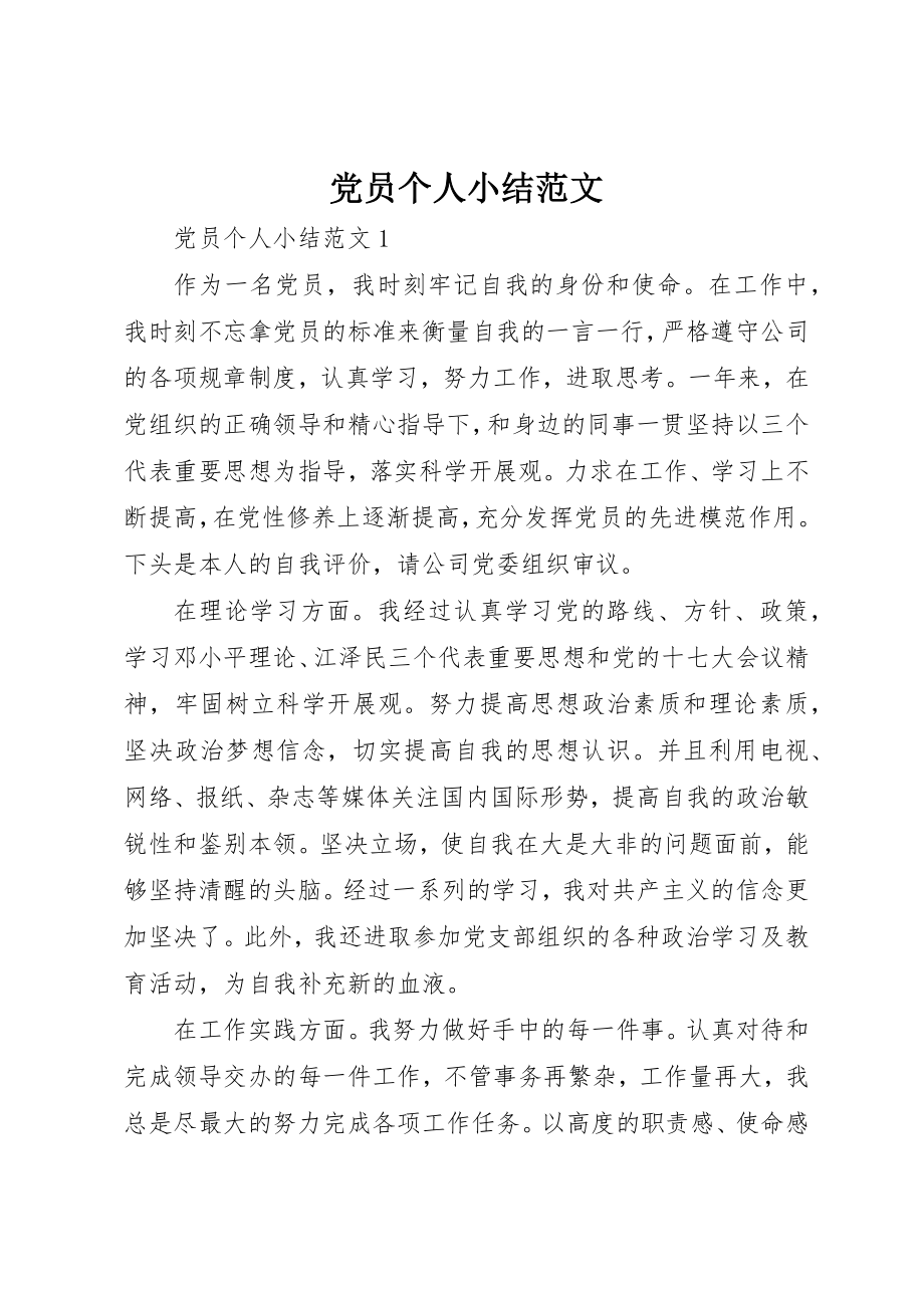 2023年党员个人小结精选.docx_第1页