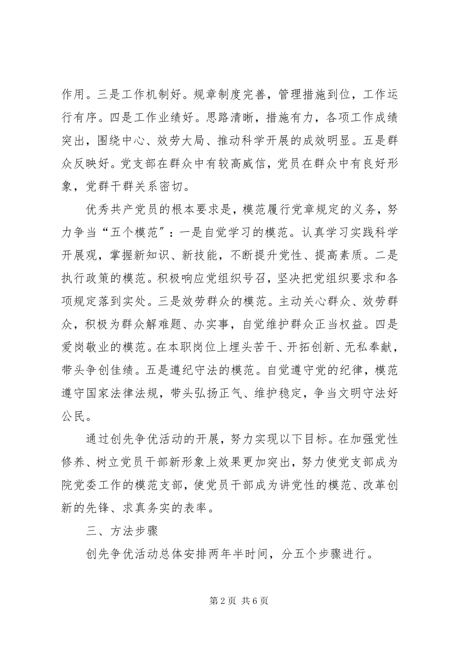 2023年疗养院党支部和党员中深入开展创先争优活动的实施方案.docx_第2页