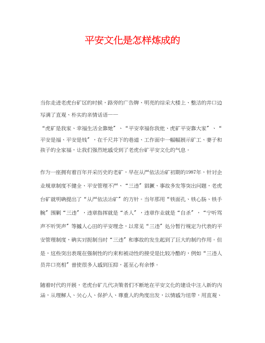 2023年《安全文化》之安全文化是怎样炼成的.docx_第1页