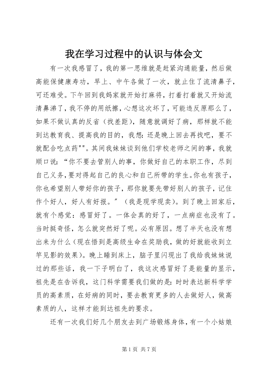 2023年我在学习过程中的认识与体会文.docx_第1页