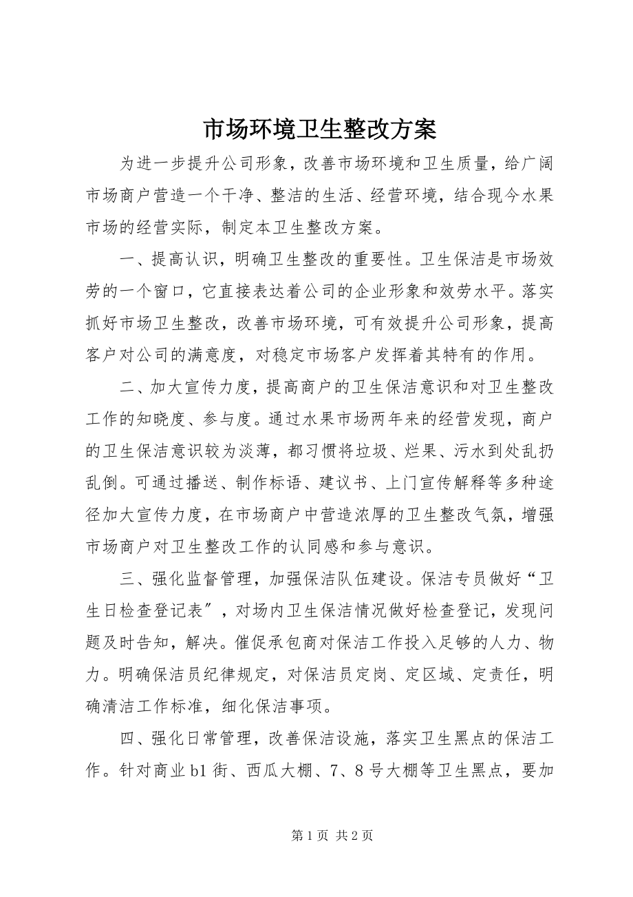 2023年市场环境卫生整改方案.docx_第1页