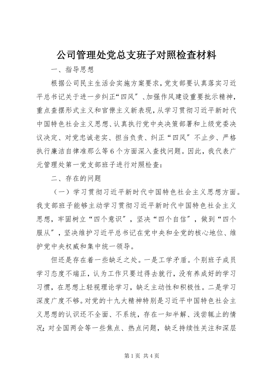 2023年公司管理处党总支班子对照检查材料.docx_第1页