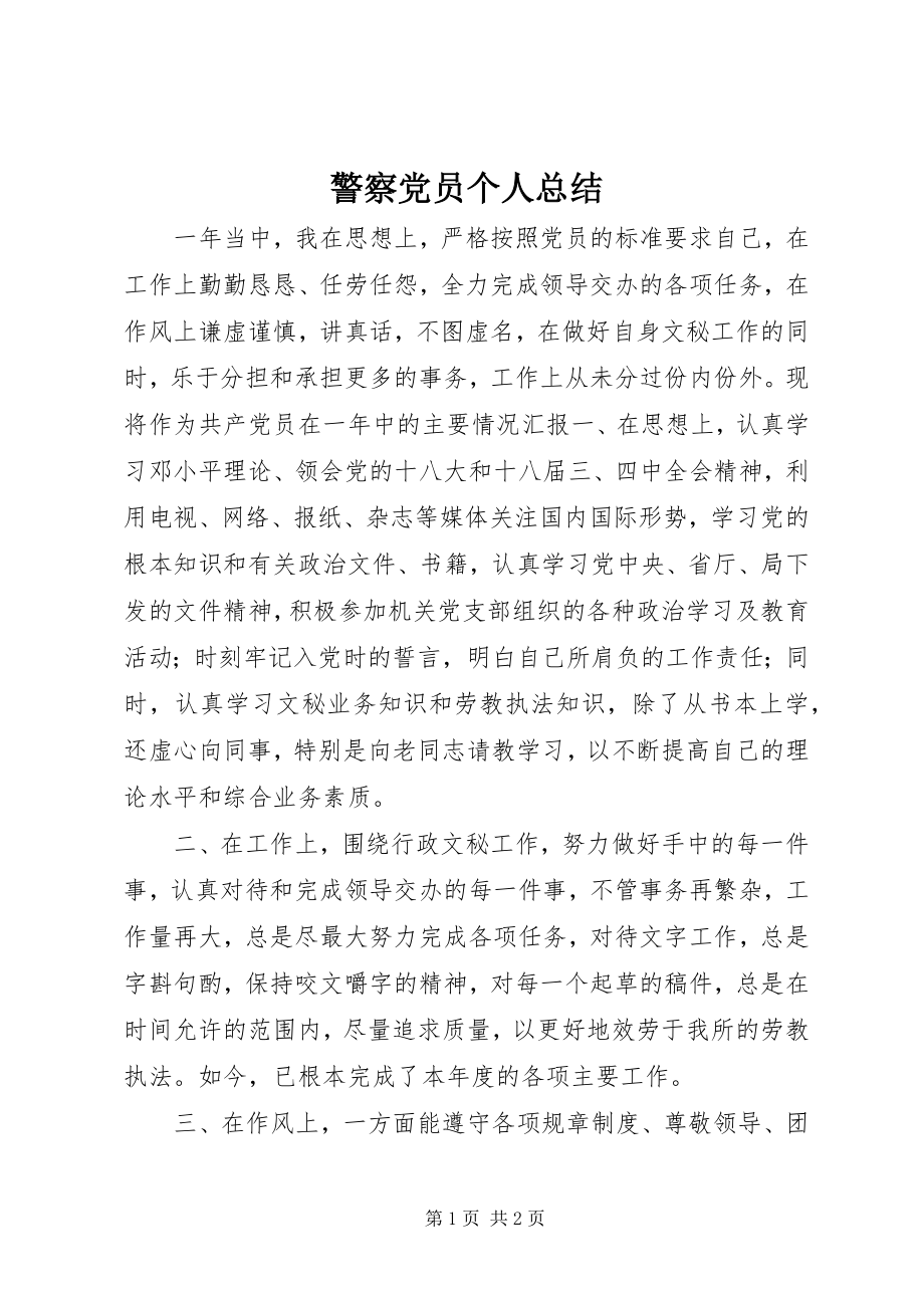 2023年警察党员个人总结.docx_第1页