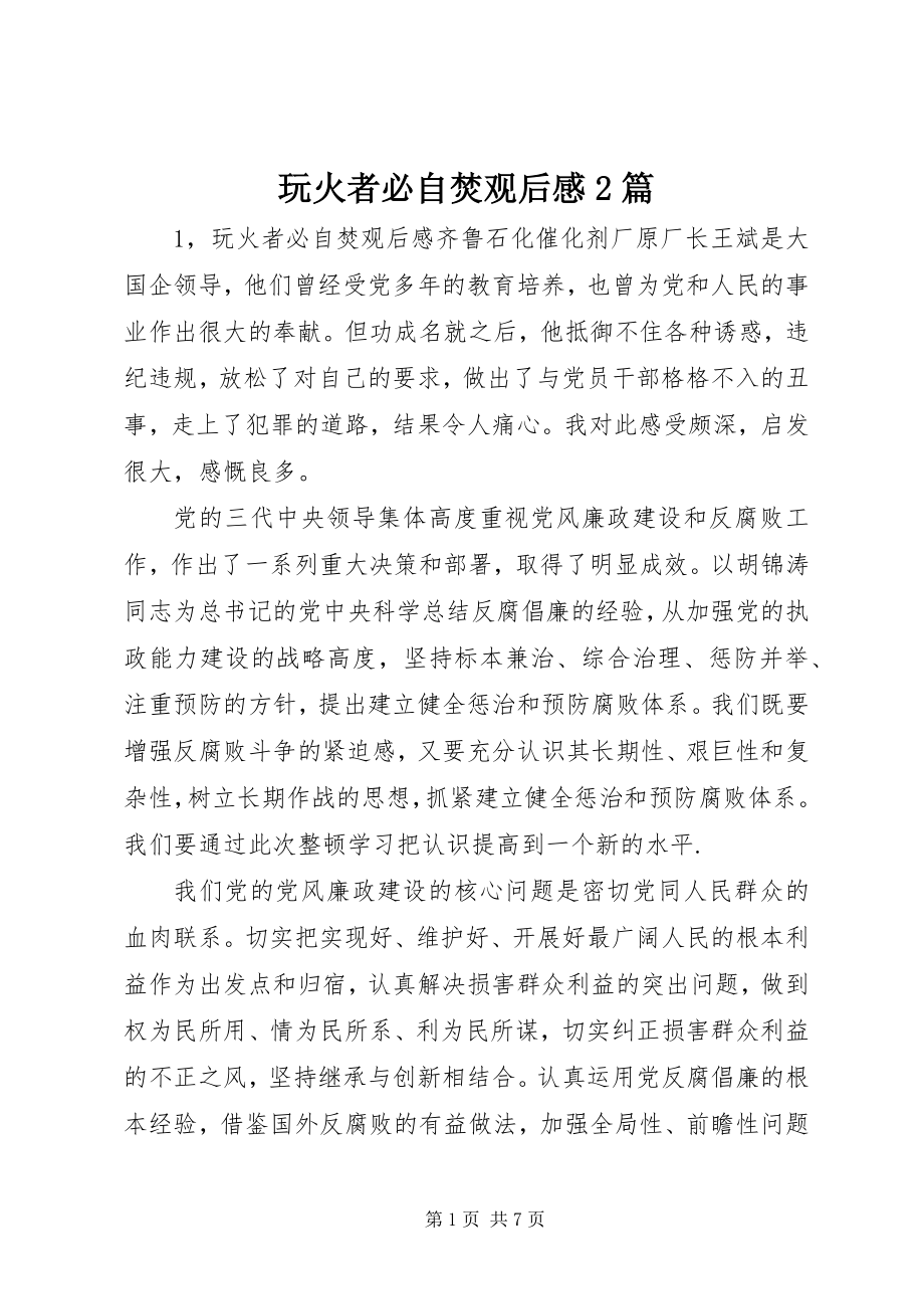 2023年《玩火者必自焚》观后感篇.docx_第1页