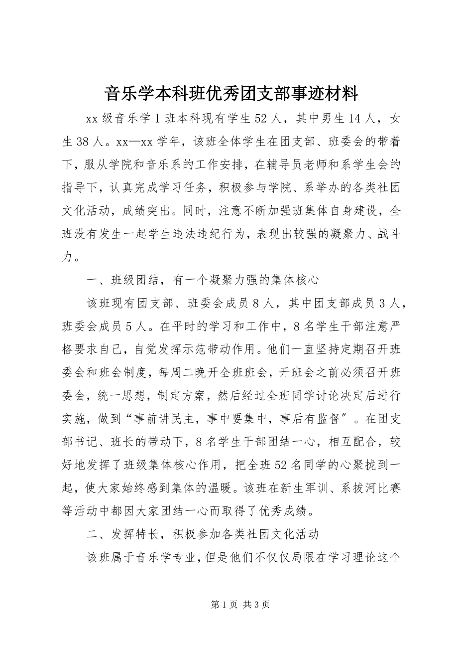 2023年音乐学本科班优秀团支部事迹材料.docx_第1页