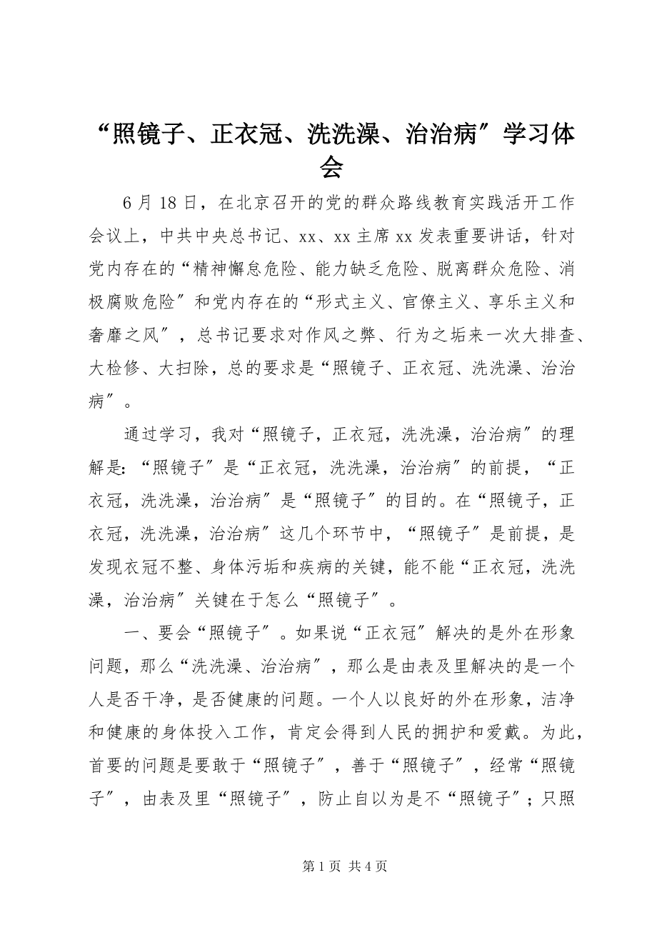 2023年“照镜子正衣冠洗洗澡治治病”学习体会新编.docx_第1页