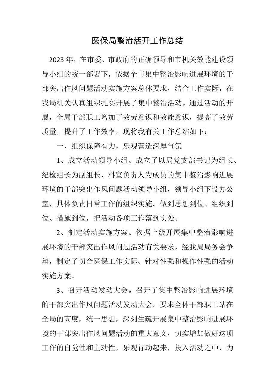 2023年医保局整治活动工作总结.docx_第1页