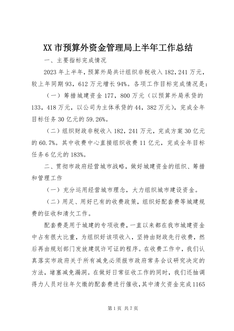 2023年XX市预算外资金管理局上半年工作总结新编.docx_第1页