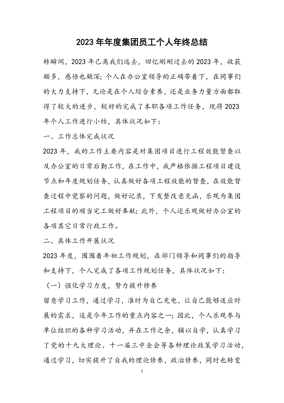 2023年度集团员工个人年终总结.docx_第1页