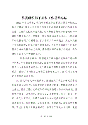 2023年县委组织部干部科工作总结总结.docx