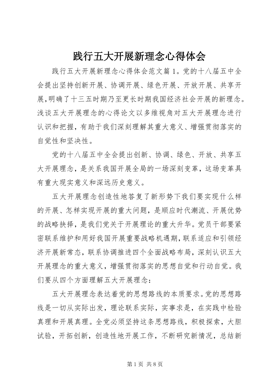 2023年践行五大发展新理念心得体会.docx_第1页