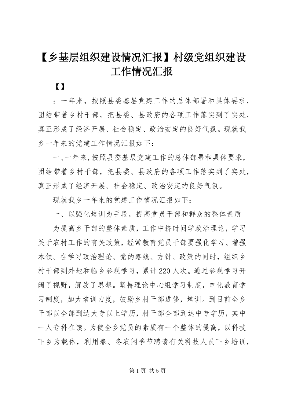 2023年乡基层组织建设情况汇报村级党组织建设工作情况汇报.docx_第1页