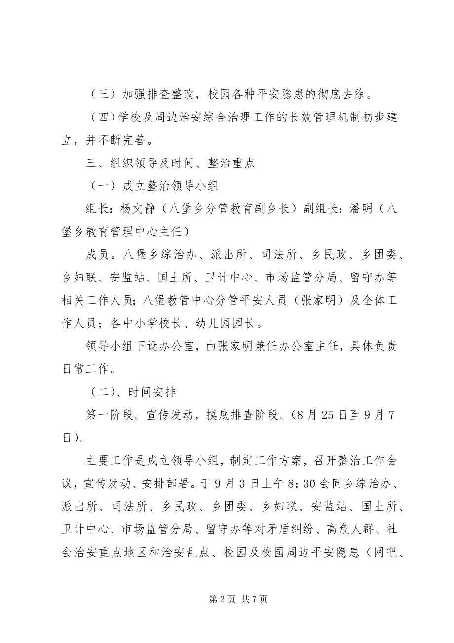 2023年八堡乡校园及周边安全隐患大排查整治工作实施方案新编.docx_第2页