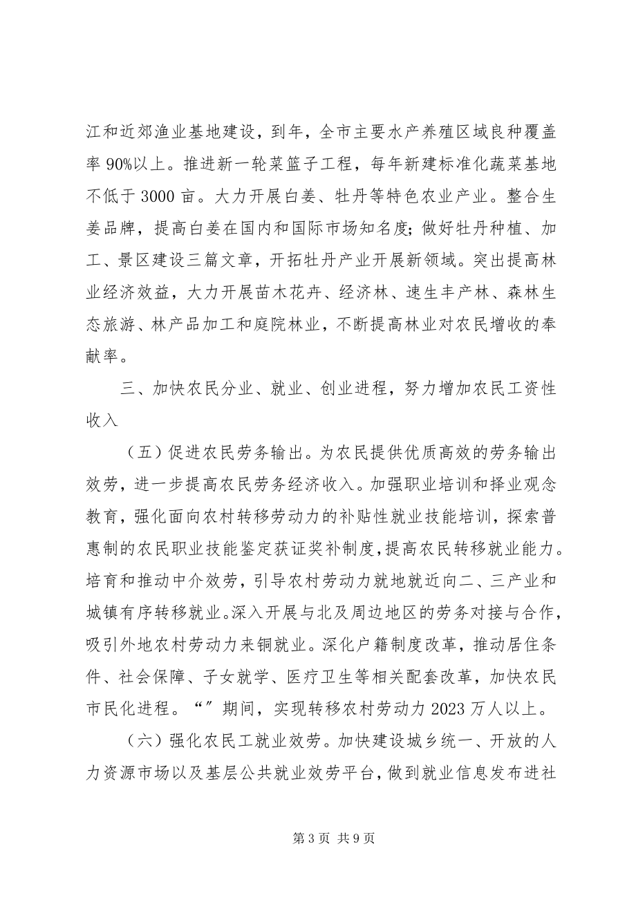 2023年市政有关推进农民收入增长的意见.docx_第3页