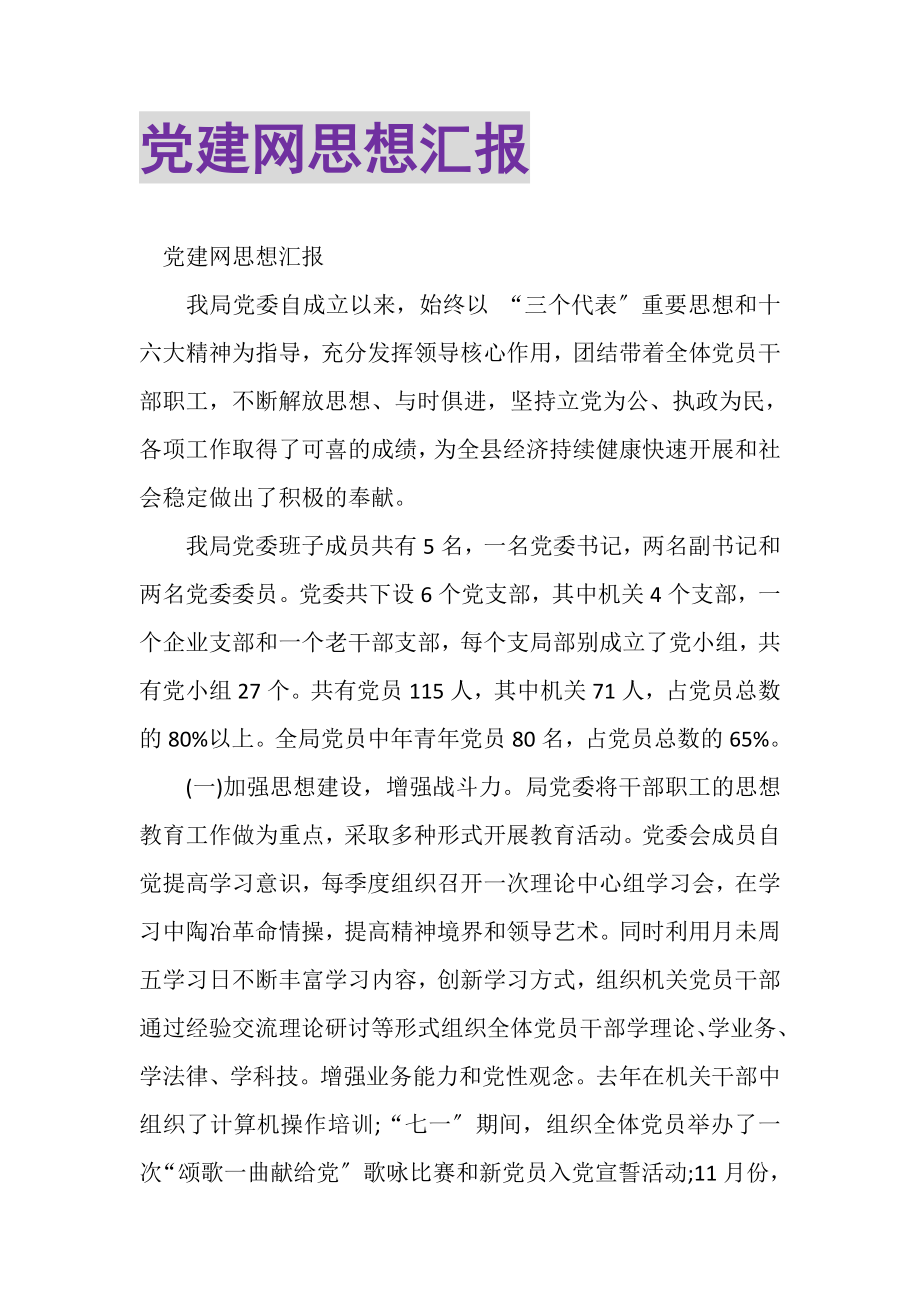 2023年党建网思想汇报.doc_第1页