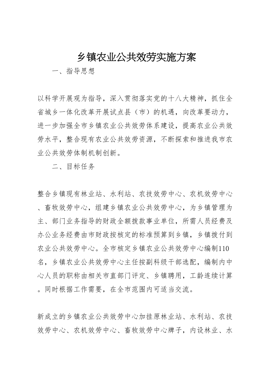 2023年乡镇农业公共服务实施方案.doc_第1页