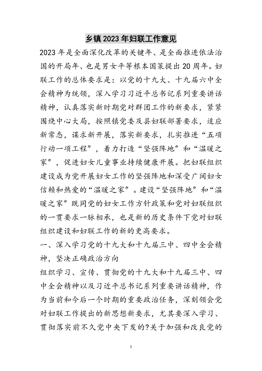 2023年乡镇年妇联工作意见范文.doc_第1页