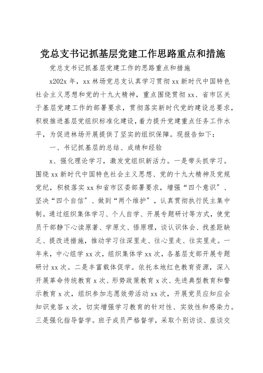 2023年党总支书记抓基层党建工作思路重点和措施.docx_第1页