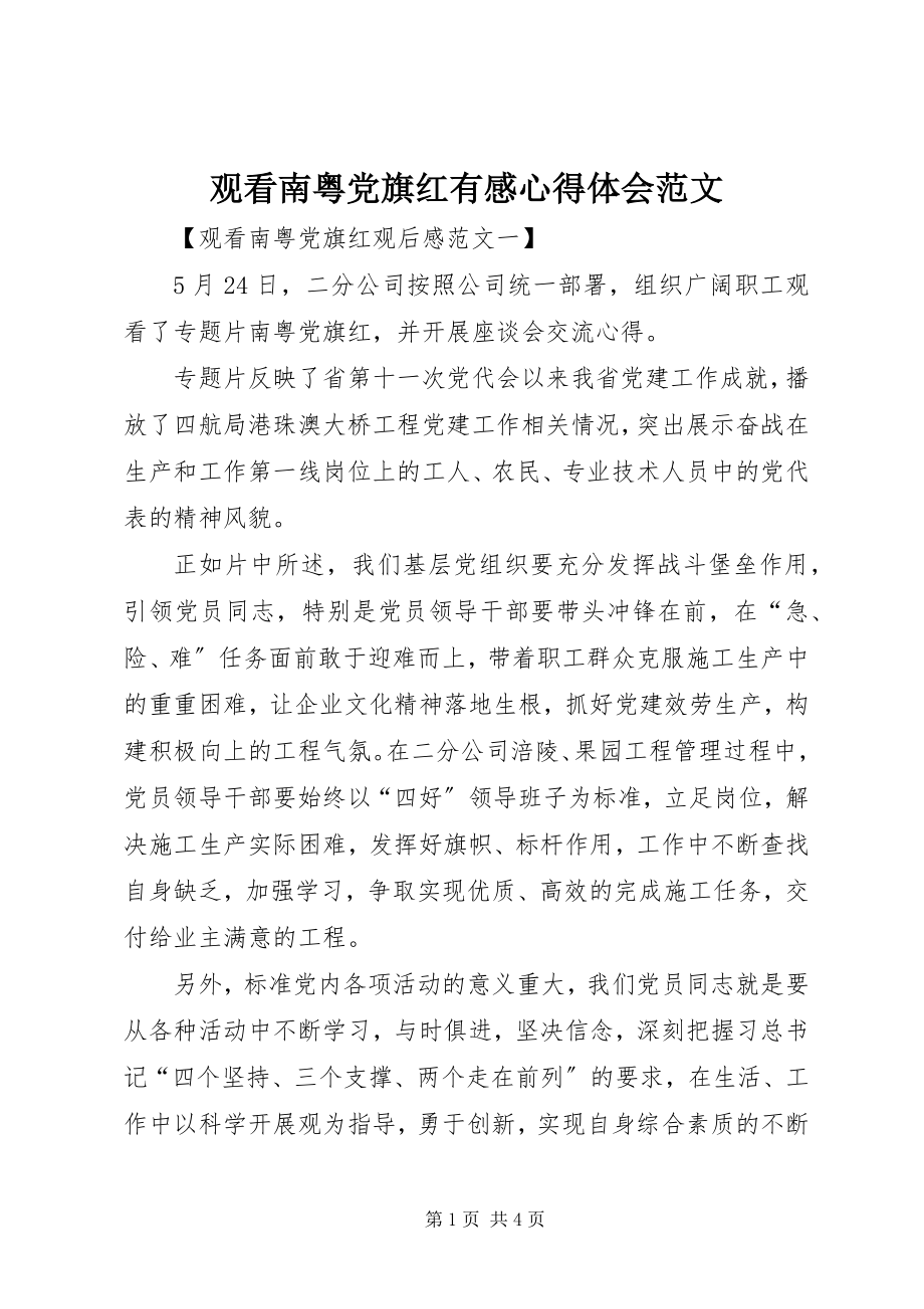 2023年观看南粤党旗红有感心得体会.docx_第1页