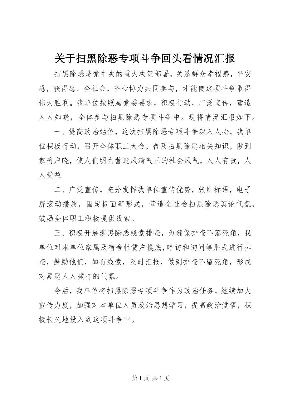 2023年扫黑除恶专项斗争回头看情况汇报.docx_第1页