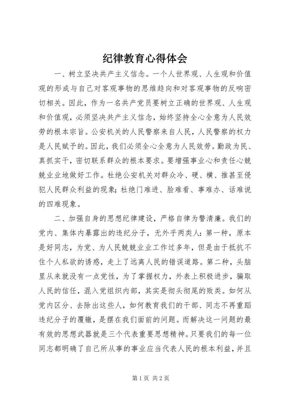 2023年纪律教育心得体会.docx_第1页