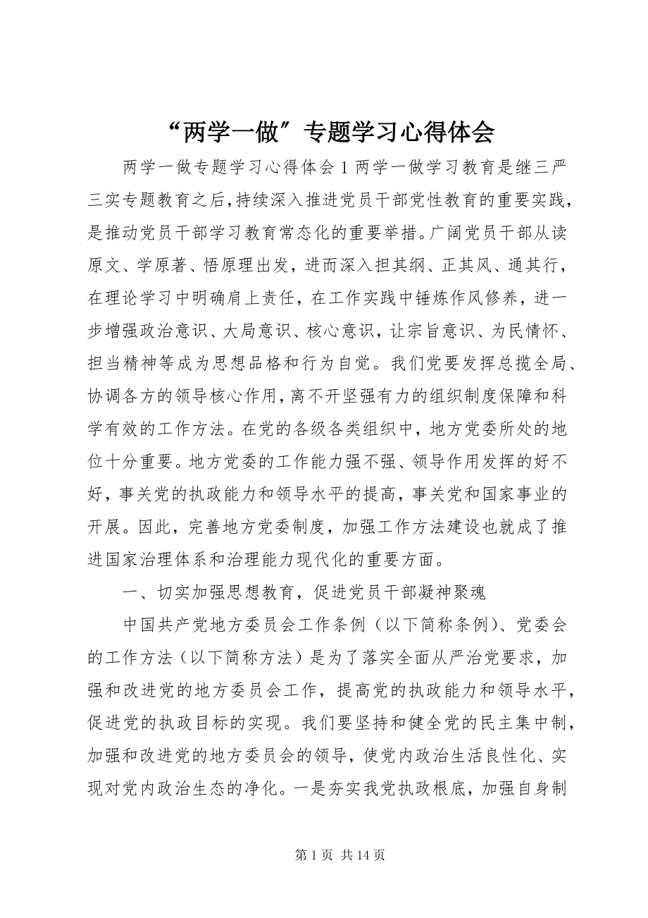 2023年两学一做专题学习心得体会.docx_第1页