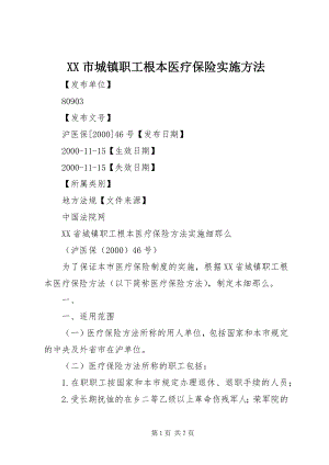 2023年XX市城镇职工基本医疗保险实施办法.docx