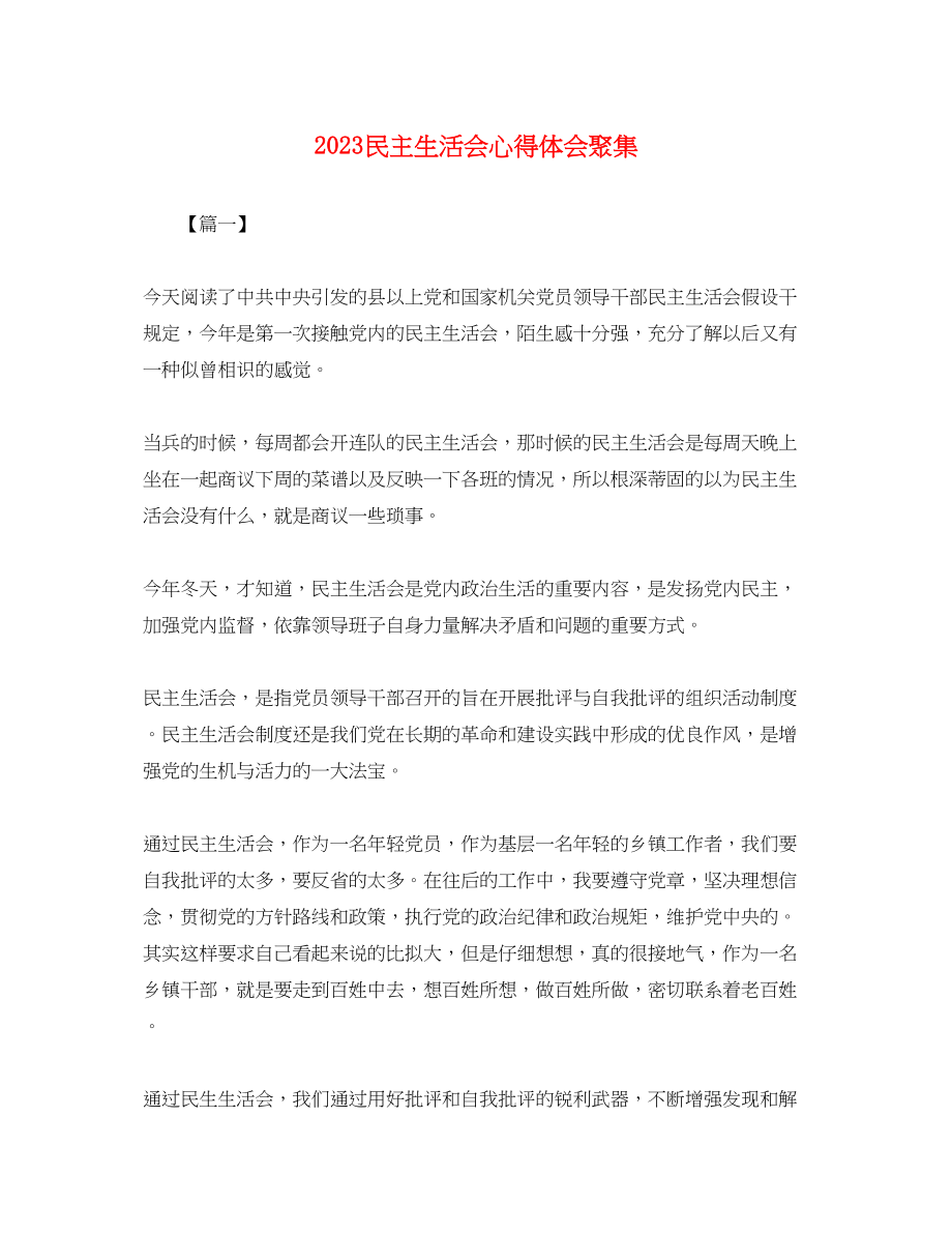 2023年民主生活会心得体会汇集.docx_第1页