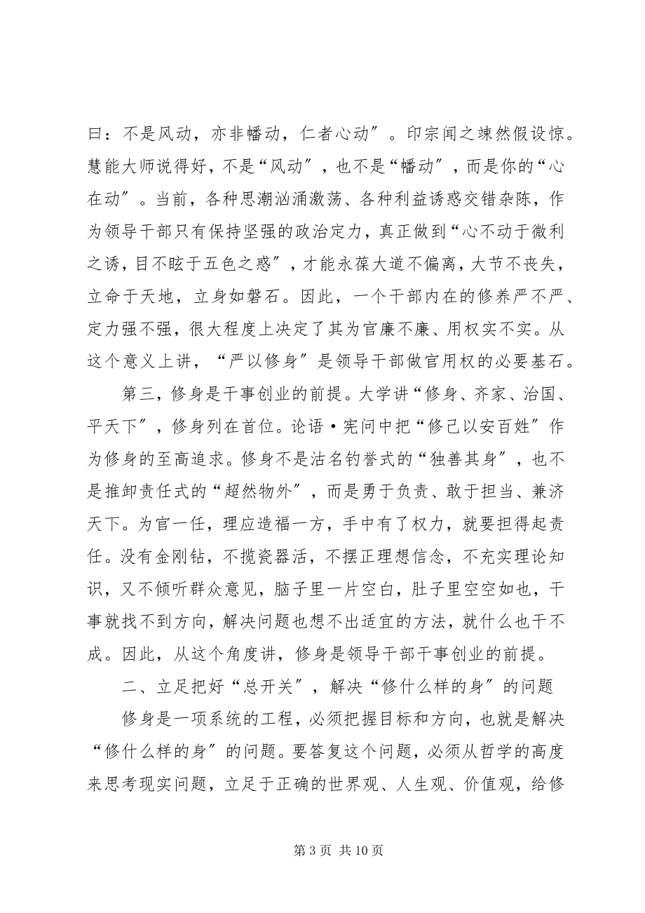 2023年严以修身专题研讨会讲话稿.docx_第3页