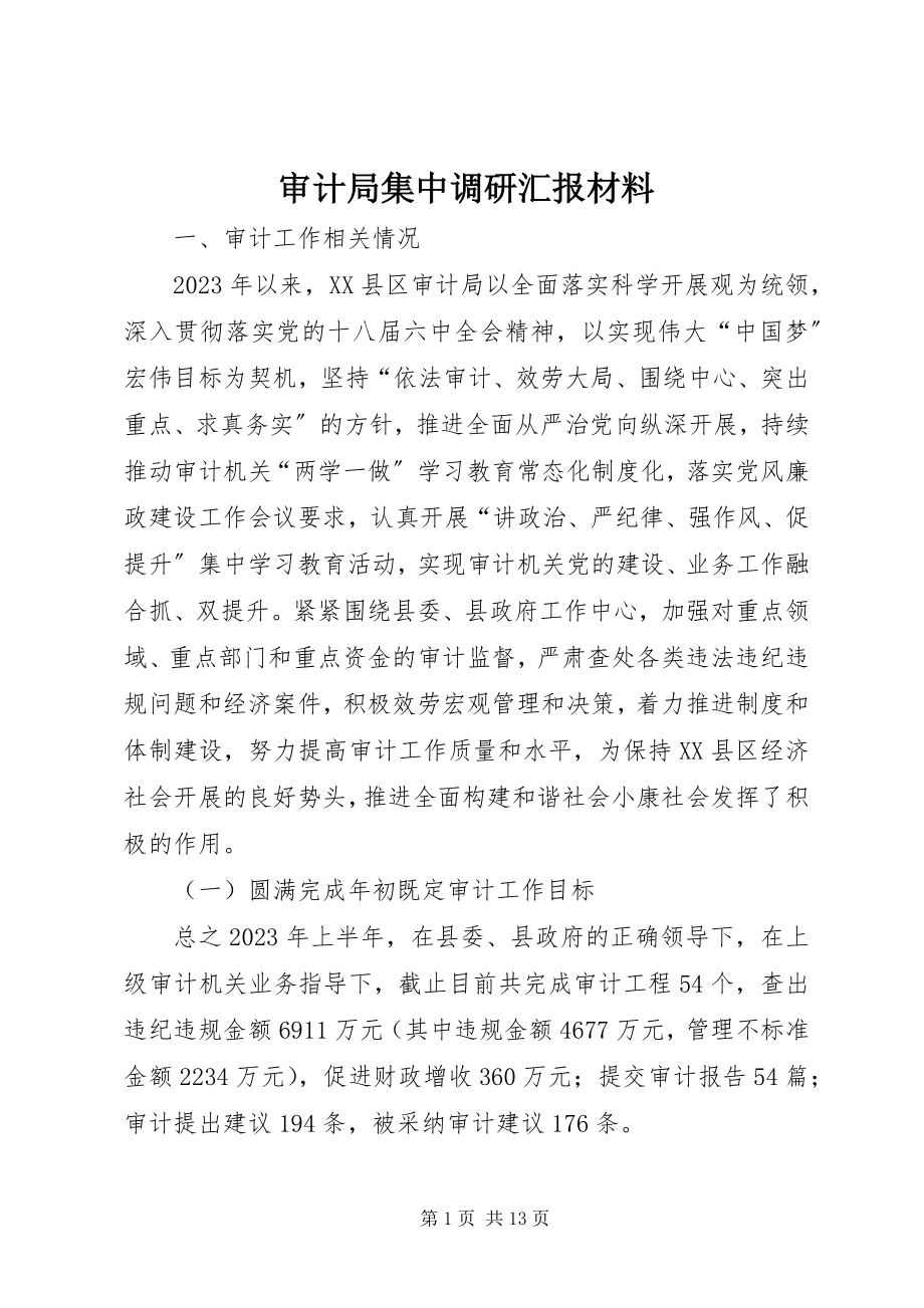 2023年审计局集中调研汇报材料.docx_第1页