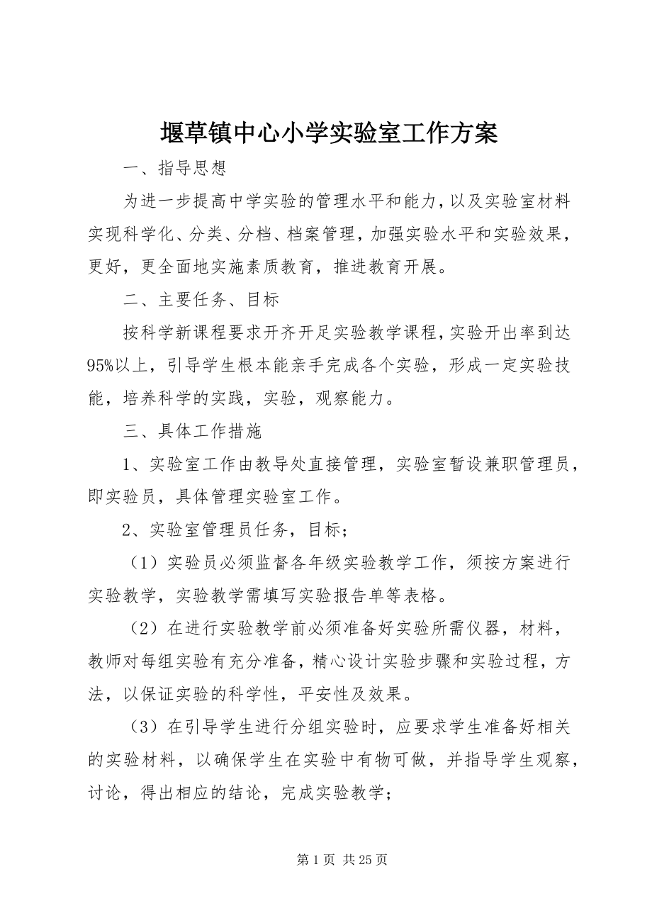 2023年堰草镇中心小学实验室工作计划.docx_第1页