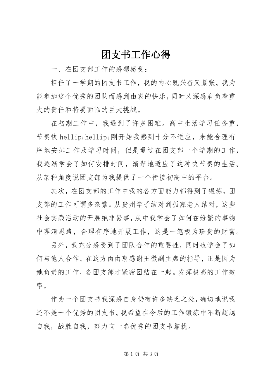 2023年团支书工作心得.docx_第1页