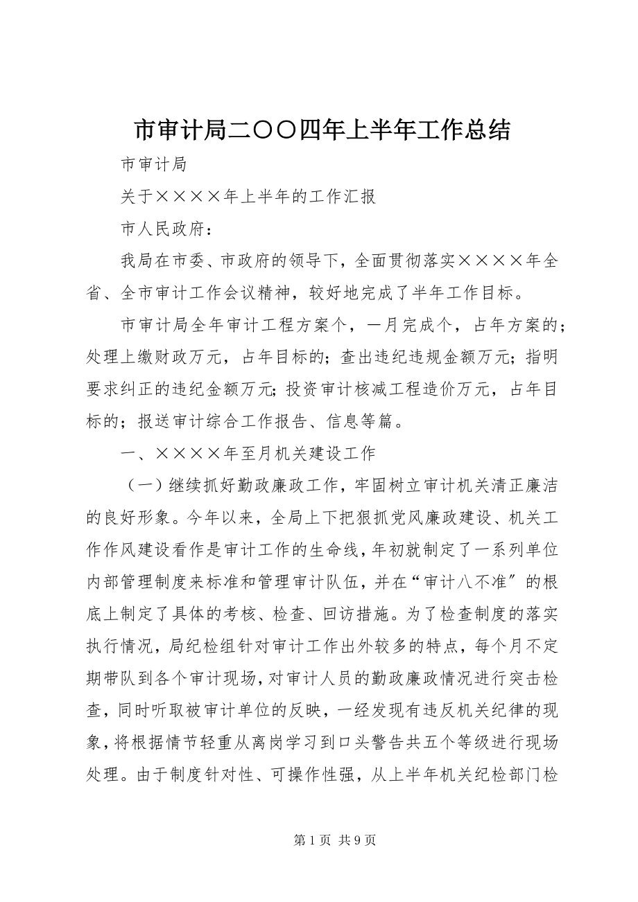 2023年市审计局二○○四年上半年工作总结.docx_第1页