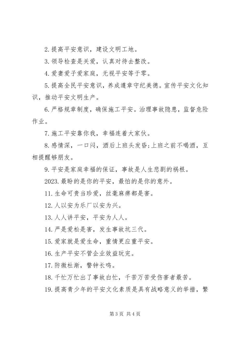 2023年安全生产活动标语新编.docx_第3页