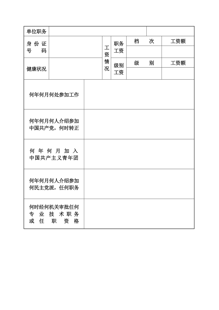 干部履历空白模板表（附填写说明）范文.docx_第2页